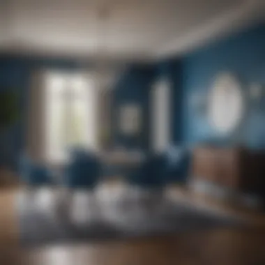 Contemporary Cool Blue Ambiance Modern dining room with cool blue lighting