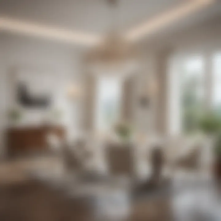 Brightly lit dining room with crisp white light