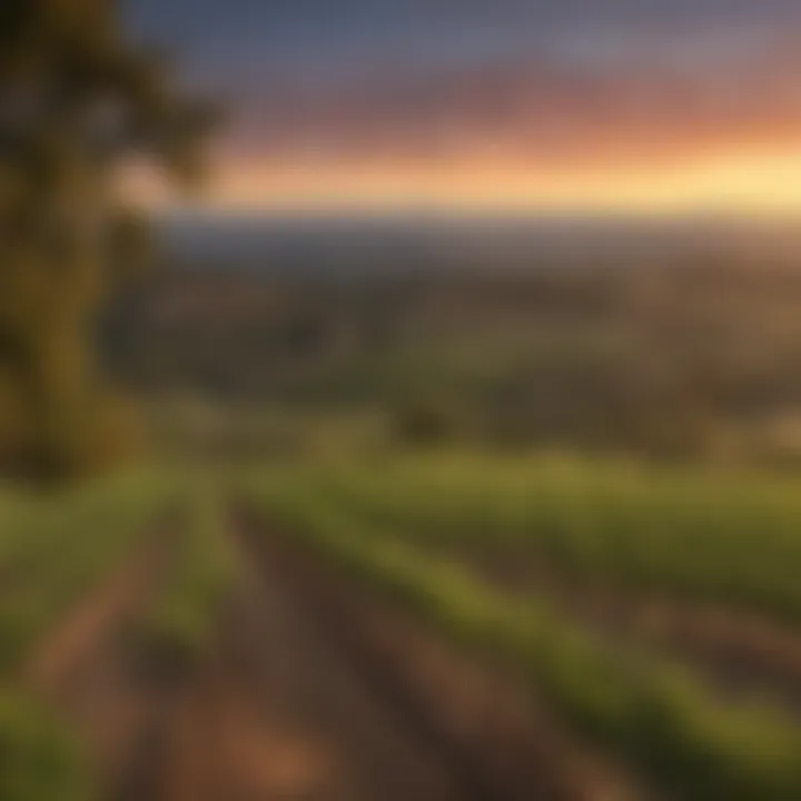 Breathtaking panoramic view of Napa Valley at sunset