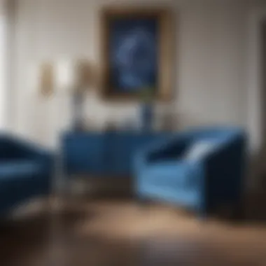 Trendy blue furniture pieces in an artful arrangement