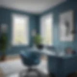 Serene blue office interior showcasing harmonious color balance