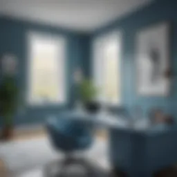 Serene blue office interior showcasing harmonious color balance