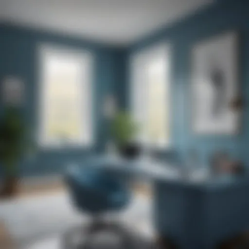 Serene blue office interior showcasing harmonious color balance