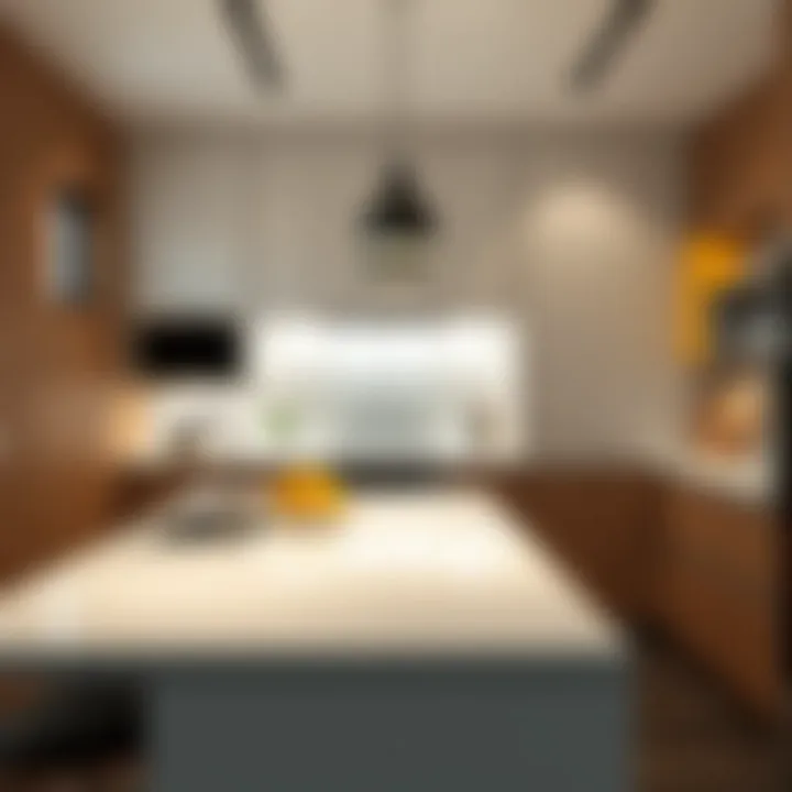 High-tech kitchen with smart devices and modern finishes