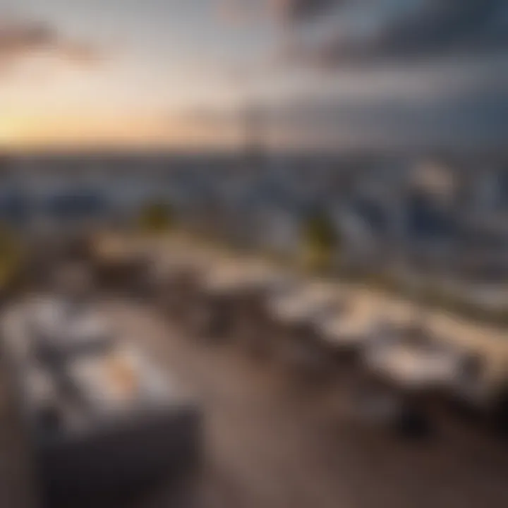 A rooftop terrace offering panoramic views of the Paris skyline