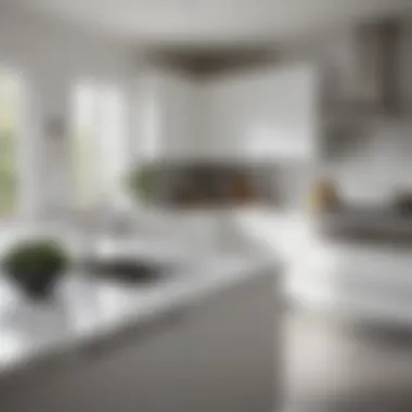 Modern White Kitchen Elegance Sleek white kitchen with marble countertops and stainless steel appliances