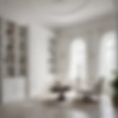 Timeless White Study Haven Elegant white study room with minimalist design and cozy reading nook