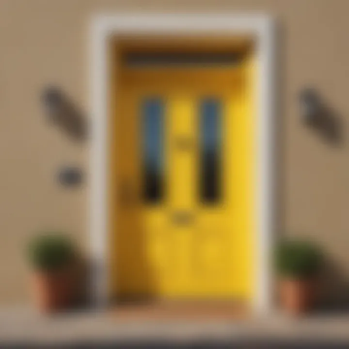 Bold yellow door standing out against neutral walls