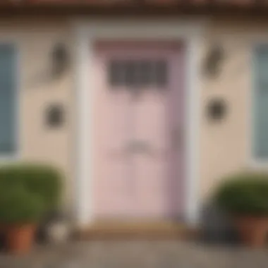 Soft pastel door harmonizing with a charming cottage