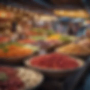 Vibrant Local Market with Gourmet Offerings Vibrant local market showcasing gourmet offerings