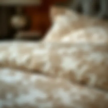 Close-up of intricate fabric patterns on a fancy comforter