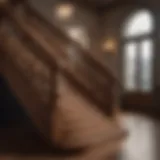 Sophisticated wooden staircase showcasing intricate craftsmanship