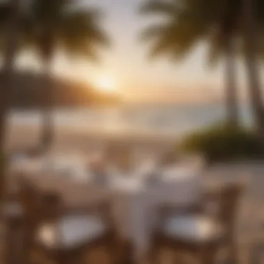 Cozy and elegant dining setup by the beach