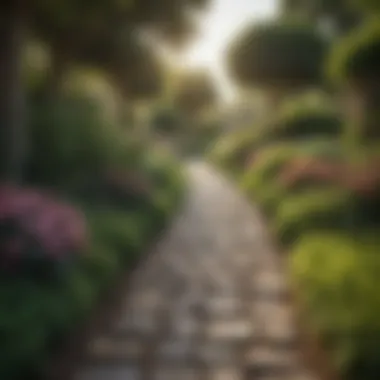 An elegant pathway leading through a lush garden.