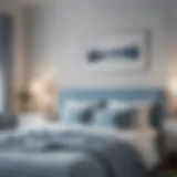 Serene bedroom with calming blue and white color scheme