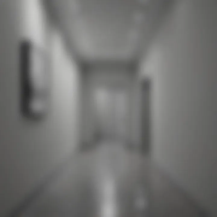 Minimalist monochromatic hallway painting