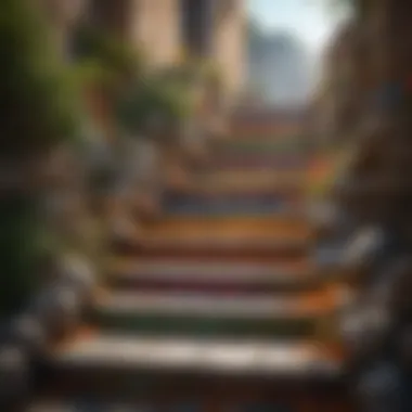 Colorful stone stairway enhancing outdoor aesthetic