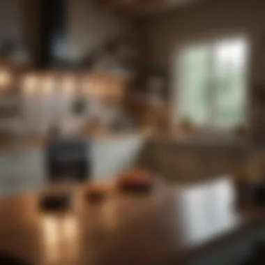 Ambient lighting creating a warm atmosphere in a kitchen