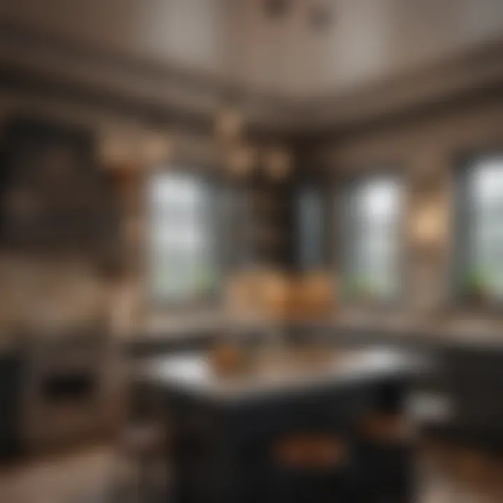 A mix of vintage and modern lighting fixtures in a chic kitchen