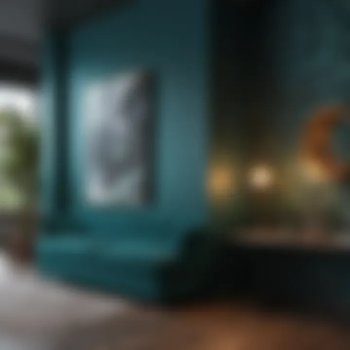 Dramatic accent wall in deep teal