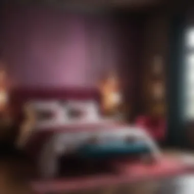 Luxurious bedroom featuring rich jewel tones