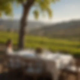 A stunning vineyard landscape with a luxurious dining setup