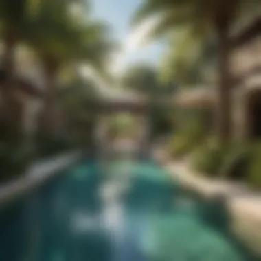 Lush Oasis Stunning poolside view with lush surroundings