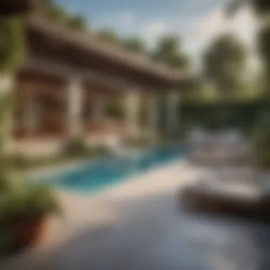Luxurious Outdoor Space A luxurious outdoor space with a private pool and lounge area