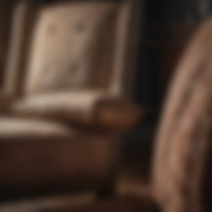 Close-up of luxurious fabrics on vintage upholstery.