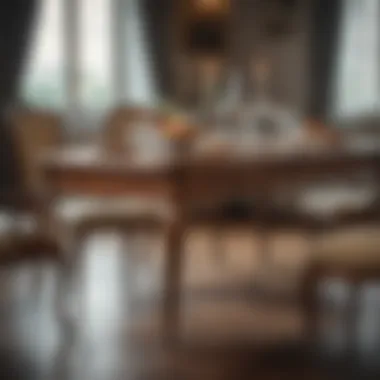 Elegance of a Restored Vintage Dining Table A beautifully restored vintage dining table exuding elegance.