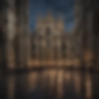 Stunning view of the Milan Cathedral illuminated at dusk