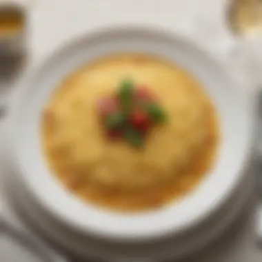 Delicious plate of traditional Milanese risotto served in a luxurious restaurant