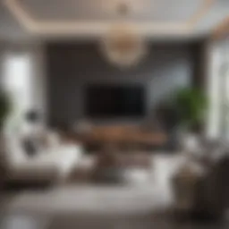A sleek modern contemporary living room featuring minimalist furniture and elegant decor.