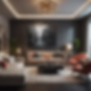 A stylish contemporary area incorporating personal touches and unique artwork.