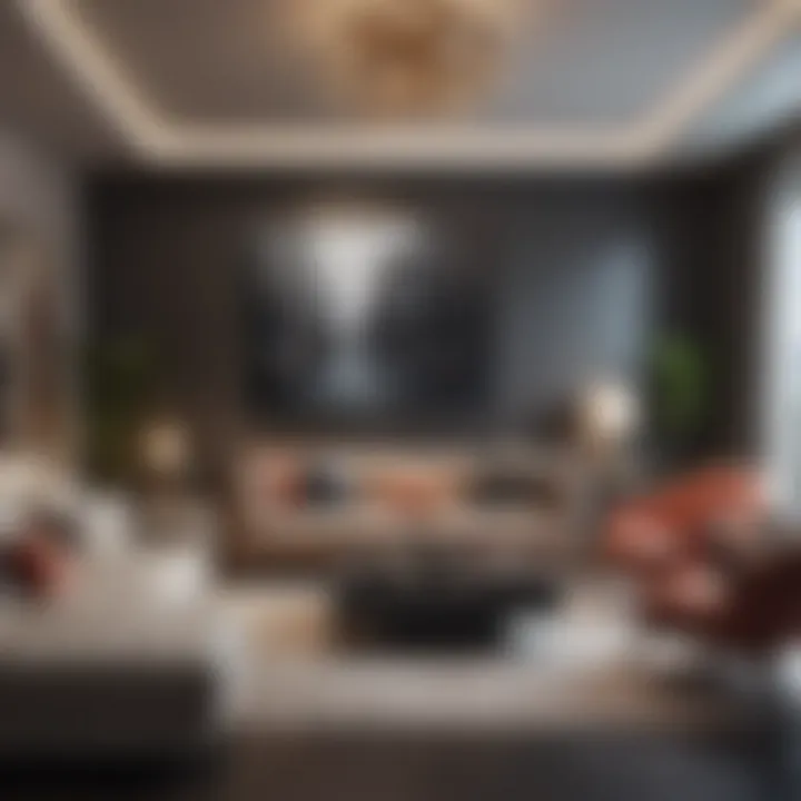 A stylish contemporary area incorporating personal touches and unique artwork.