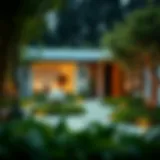 Geometric Elegance in Modern Garden Design An elegant modern garden with geometric landscaping features