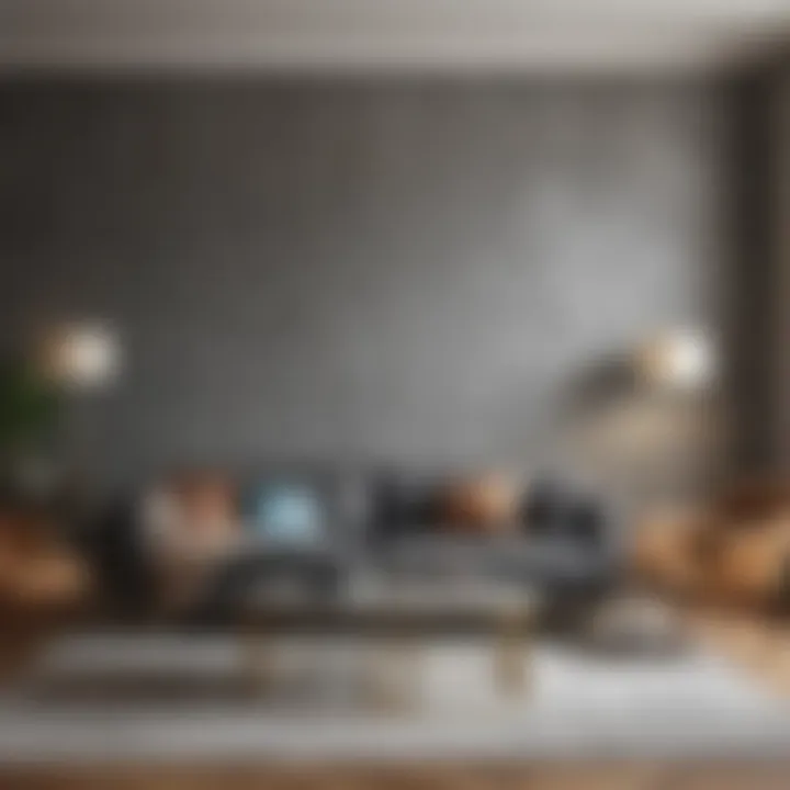 Stylish living room showcasing textured wallpaper techniques