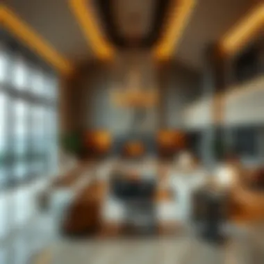 Opulent Interiors: The Heart of a Modern Mansion Luxurious living room with high ceilings and designer furnishings