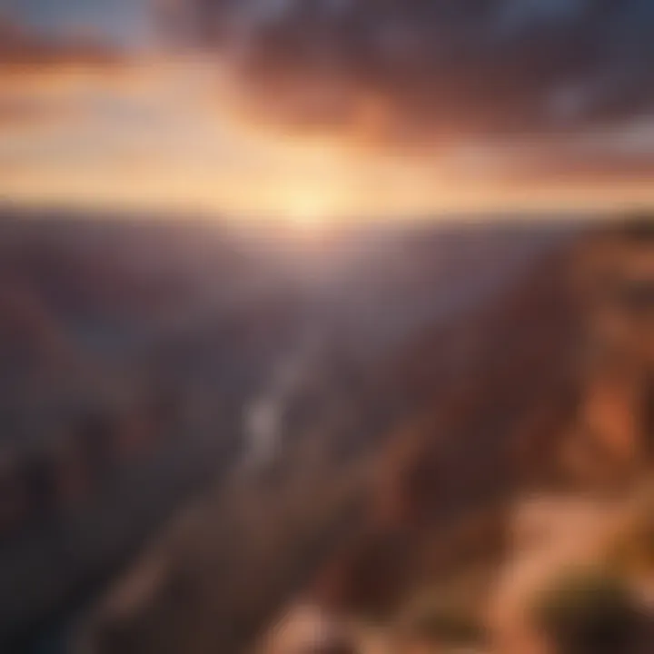 Majestic view of the Grand Canyon at sunset showcasing vibrant hues