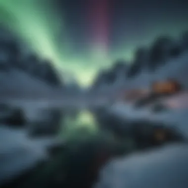 The ethereal Northern Lights dancing over a snowy landscape