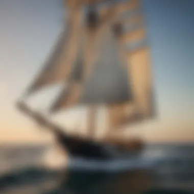 A vintage ship with a majestic sail