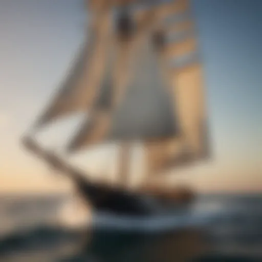 A vintage ship with a majestic sail