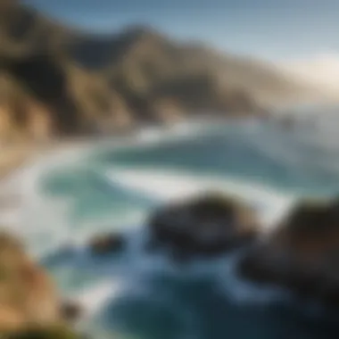 Scenic coastline of Big Sur with crashing waves