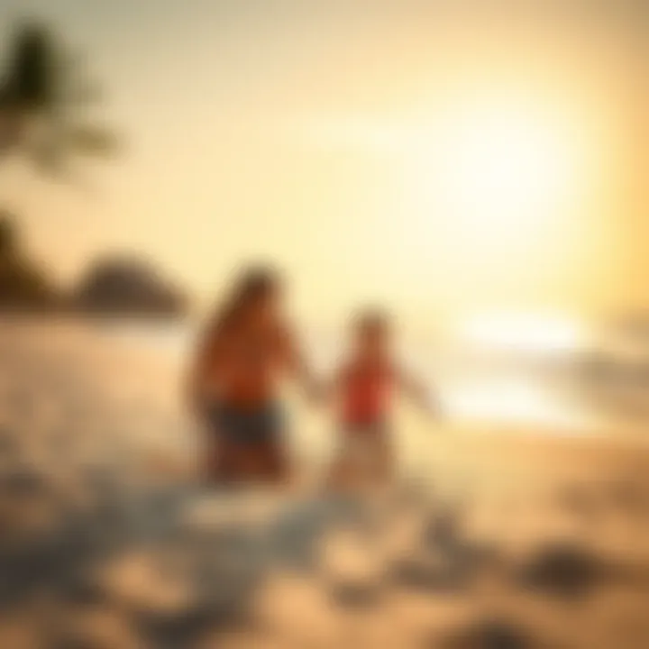 Sunlit Beach Experience for Families Family enjoying a sunlit beach at a resort