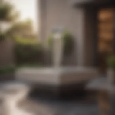 Geometric Elegance Modern geometric fountain creating a stunning focal point on a patio