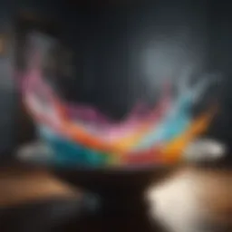 Elegant swirling waves of color in room setting