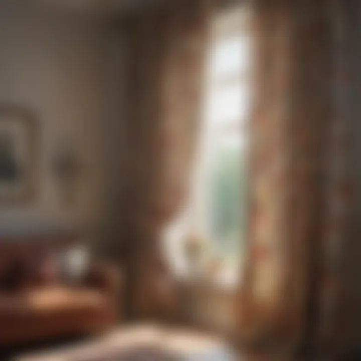 Vintage floral patterned curtains adding a touch of nostalgia to the living room