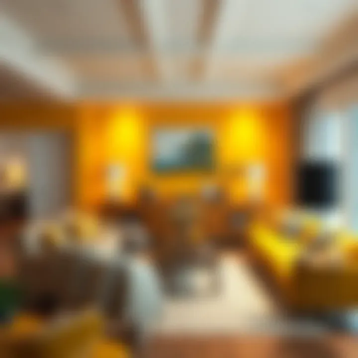 Dynamic Bold Yellow Living Room Vibrant living room with bold yellow accents and cozy textures