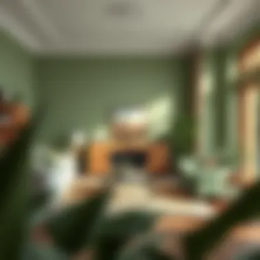 Serene Earthy Green Living Room Calm living room with earthy green tones and natural light