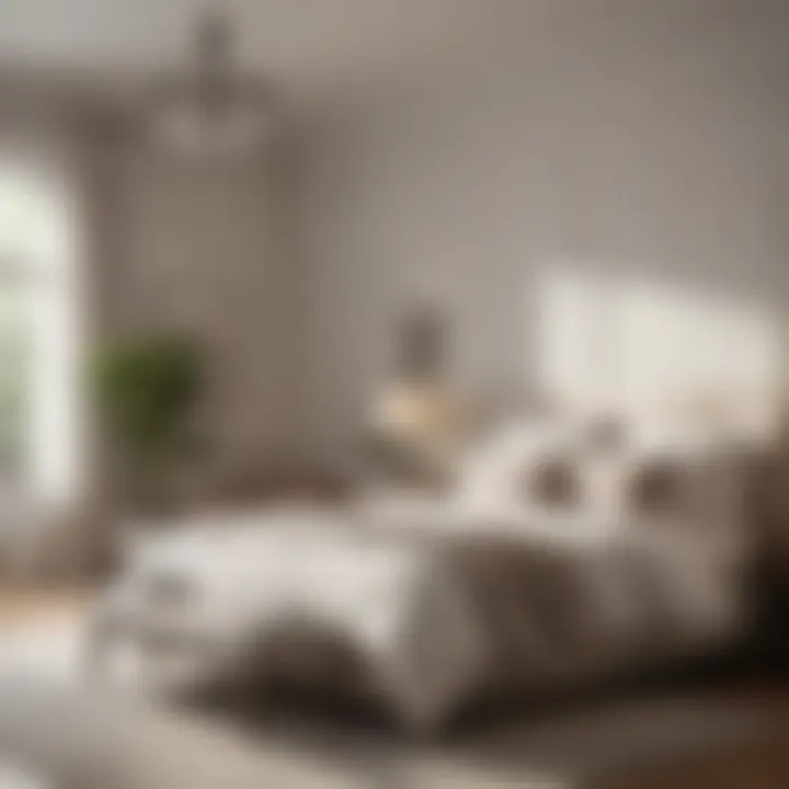 A serene bedroom featuring calming neutral shades